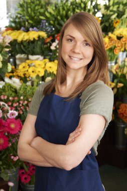 Çiçekçi dükkanı çiçeklerin renkli ekran ayakta