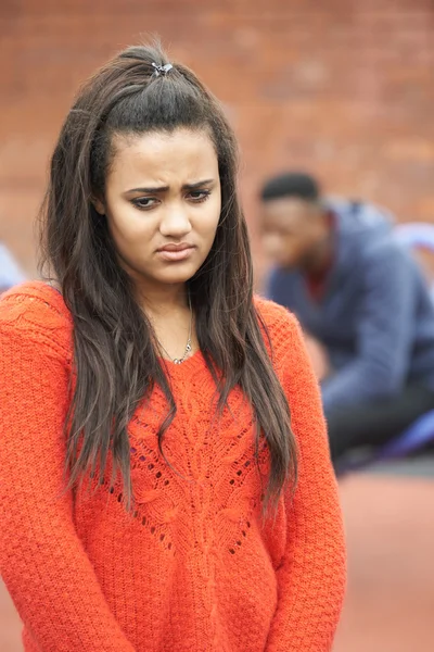 Portrait Of Unhappy Teenage Couple In Urban Setting — Stock Photo, Image