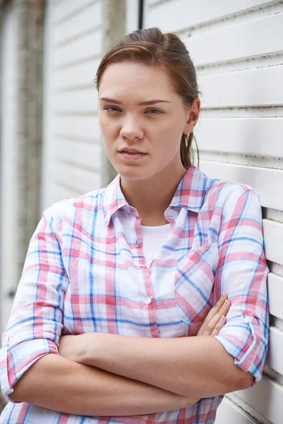 Portrait Of Unhappy Teenage Girl In Urban Setting — Stock Photo, Image