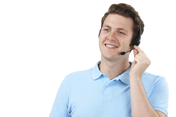 Man beantwoorden, oproepen In afdeling Customer Service — Stockfoto