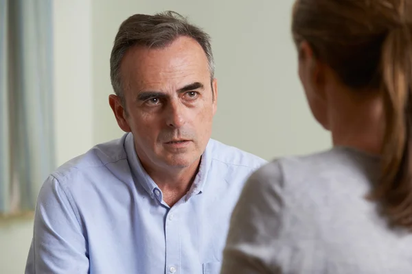 Depressed Mature Man Talking To Counsellor — Stock Photo, Image