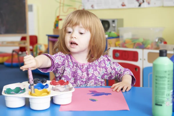 Pre School Child Painting Picture In Classroom — Stock Photo, Image