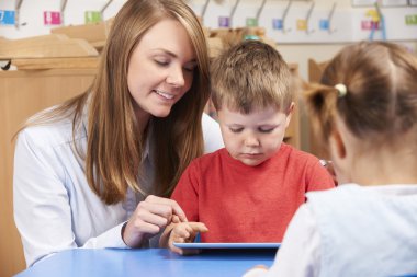 İlköğretim Okulu öğrenci kullanım dijital Tablet yardımcı öğretmen