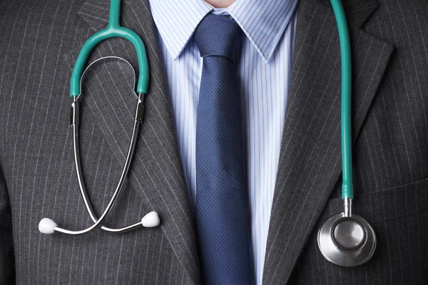 Close Up Of Doctor Wearing Stethoscope Around Neck — Stok Foto