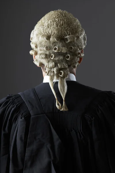 Barrister Wearing Wig And Gown From Behind — Stock Photo, Image