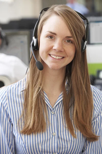 Female Customer Service Agent In Call Centre — Stock Photo, Image