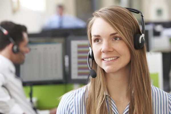 Female Customer Services Agent In Call Centre — Stock Photo, Image