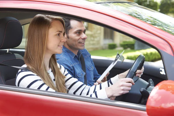 Woman Having Driving Lesson With Instructor — Stock Photo, Image