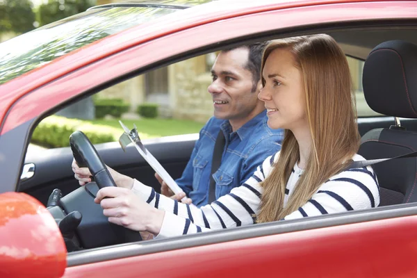 Woman Having Driving Lesson With Instructor — Stock Photo, Image