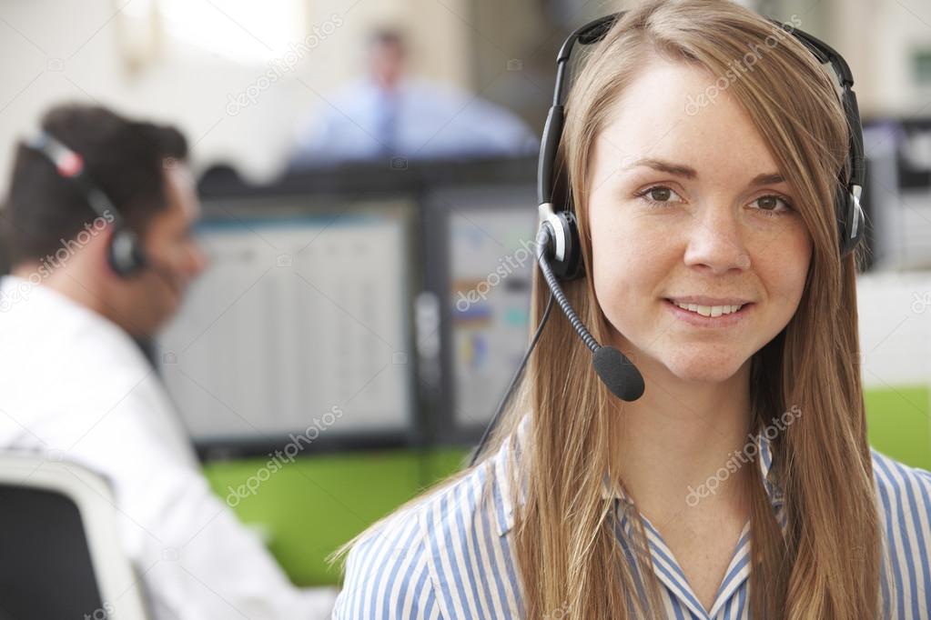 Female Customer Services Agent In Call Centre