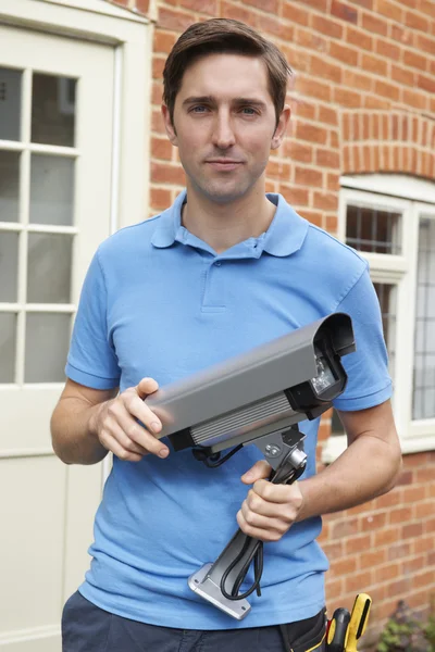 Engineer Installing Video Camera — Stock Photo, Image