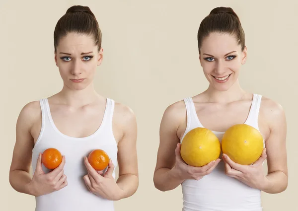 Conceptual Image To Illustrate Breast Enlargement Surgery — Stock Photo, Image