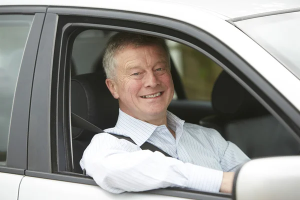 Portrait Of Senior Driver In Car — Stock Photo, Image