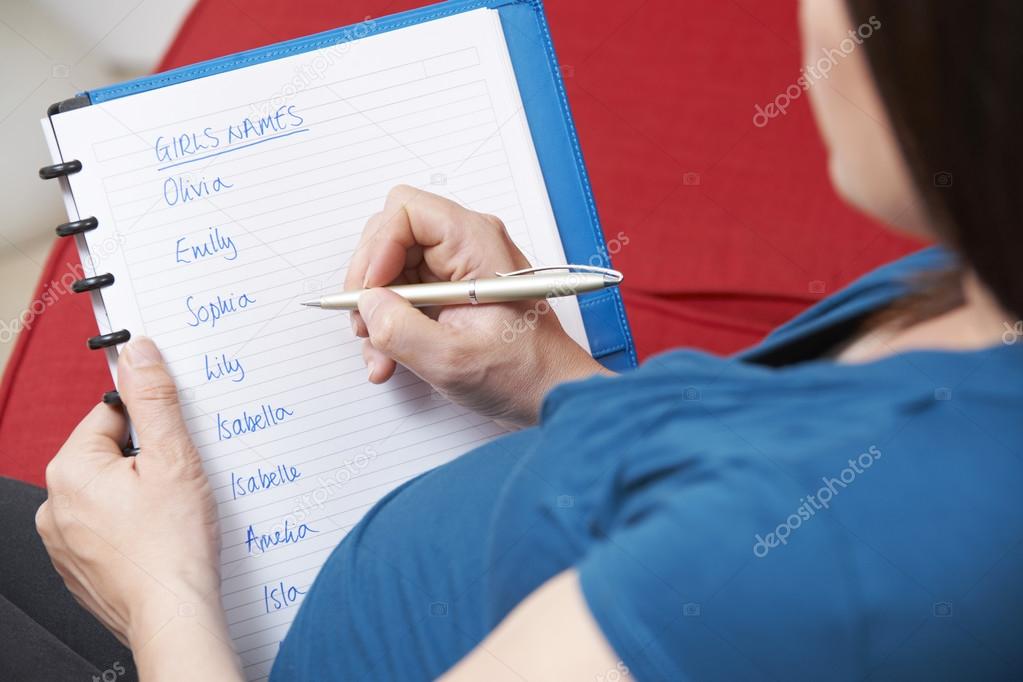 Pregnant Mother Choosing Name For Unborn Baby Girl