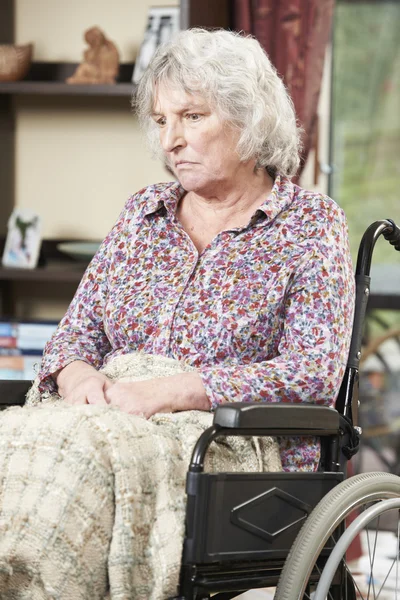 Unhappy Senior Woman Sitting In Wheelchair — Stock Photo, Image