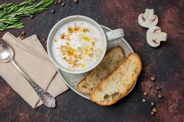 Jamur Krim Sup Cappuccino — Stok Foto