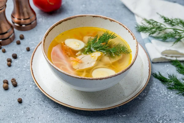 Chicken Soup Bouillon Plate — Stock Photo, Image