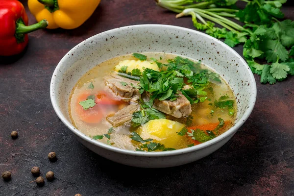 Shurpa Asian Soup Close View — Stock Photo, Image