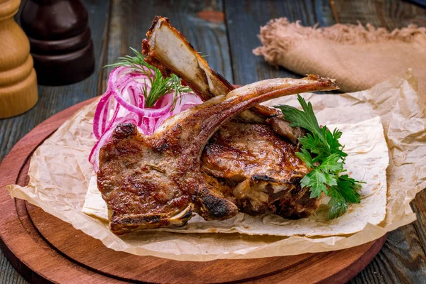 Estante Cordero Carne Con Huesos — Foto de Stock