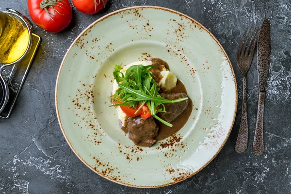 Beef Cheeks Mashed Potatoes — Stock Photo, Image