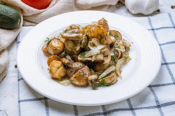 stock image Fried potatoes with mushrooms