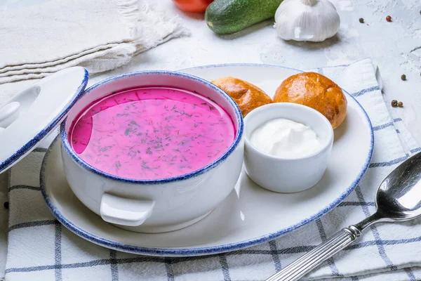 Beetroot soup on bowl — Stock Image Beetroot Soup Bowl Stock Image