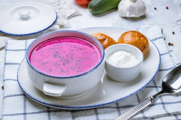 Beetroot soup on bowl — Stock Image Beetroot Soup Bowl Royalty Free Stock Images