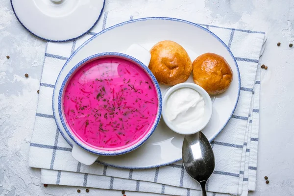 Beetroot soup on bowl — Stock Image Beetroot Soup Bowl Stock Photo