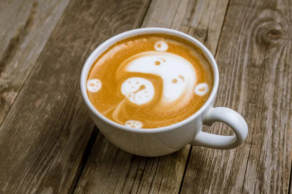 Coffee Cappuccino Bear Pattern — Stock Photo, Image