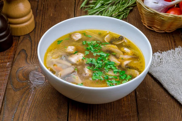 Mushrooms soup on bowl — Stock Image Mushrooms Soup Bowl Stock Image