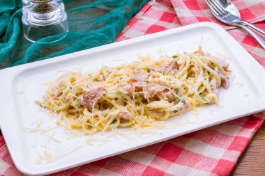 Pastırmalı spagetti.