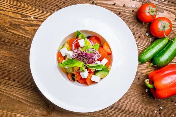 Griechischer Salat Mit Feta — Stockfoto