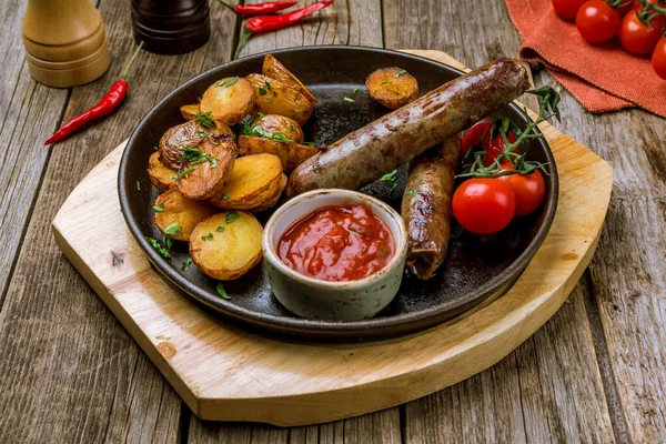 Fried Hunter Sausage Table Restaurant Dish — Stock Photo, Image