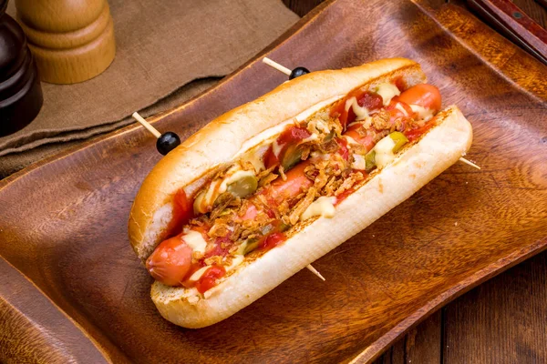 Hot Dog Fundo Comida Americana — Fotografia de Stock