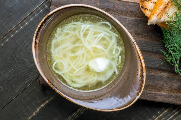 Caldo Sopa Frango Uma Chapa — Fotografia de Stock