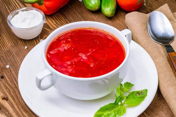 Borscht Met Zure Room — Stockfoto