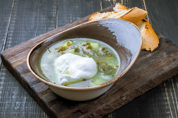 Sorrel soup with egg — Stock Image Sorrel Soup Egg Royalty Free Stock Photos