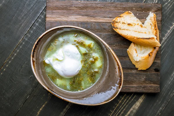 Sorrel soup with egg — Stock Image Sorrel Soup Egg Stock Picture