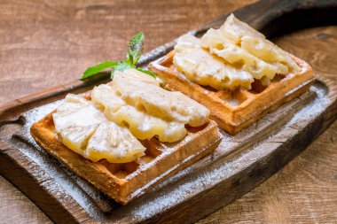 Ananaslı waffle, yakın çekim.