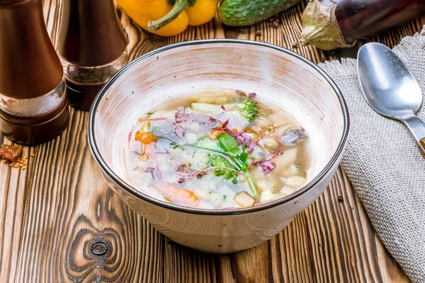 Sup Sayuran Minestrone Tutup — Stok Foto