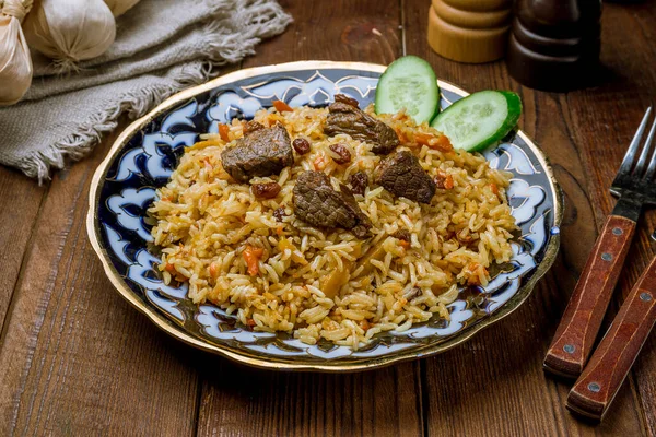 Pilaf Süß Mit Lamm Und Rosinen — Stockfoto