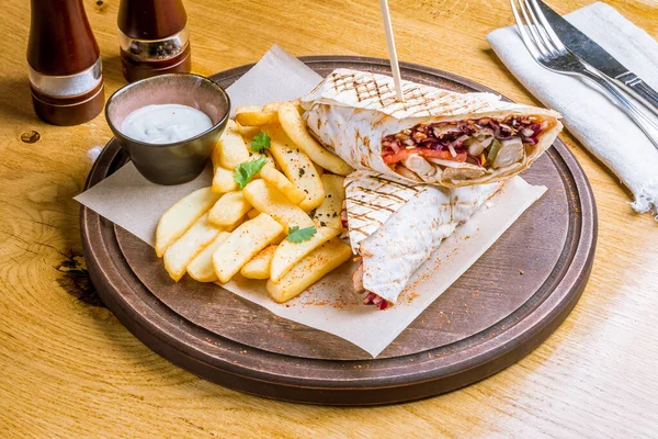 Doner with chicken and fries