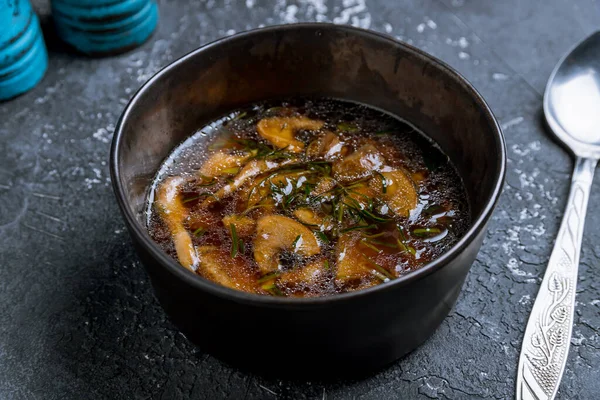 Soup mushroom soup in a plate — Stock Image Soup Mushroom Soup Plate Stock Photo