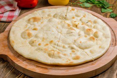 Sarımsaklı Focaccia, yakın çekim.