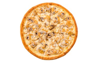 Tavuk ve mantarlı pizza ayırın.