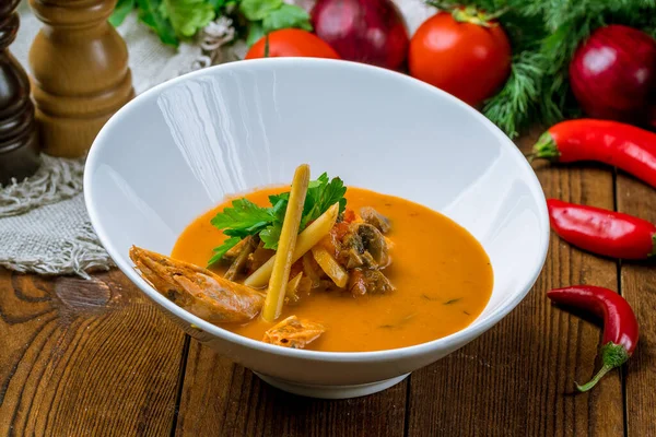 Tom Yam Asya Çorbasının Yakın Plan Görüntüsü — Stok fotoğraf