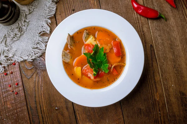 Köstliche Asiatische Suppe Shurpa Der Schüssel — Stockfoto
