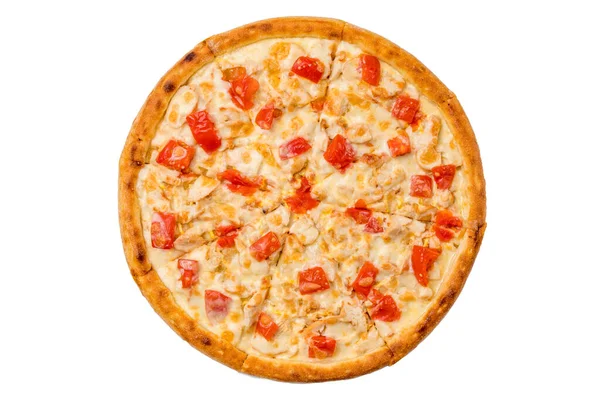 Смачна Італійська Піца Маргарита Ізольована Білому Тлі — стокове фото