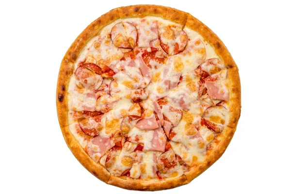 Піца Пепероні Ізольована Білому Тлі — стокове фото