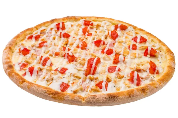 Deliciosa Pizza Italiana Margherita Aislada Sobre Fondo Blanco —  Fotos de Stock